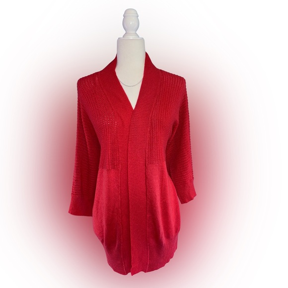 Liz Claiborne Vibrant Red Open Front Drape Cardigan Women’s Size 3X - Picture 1 of 5